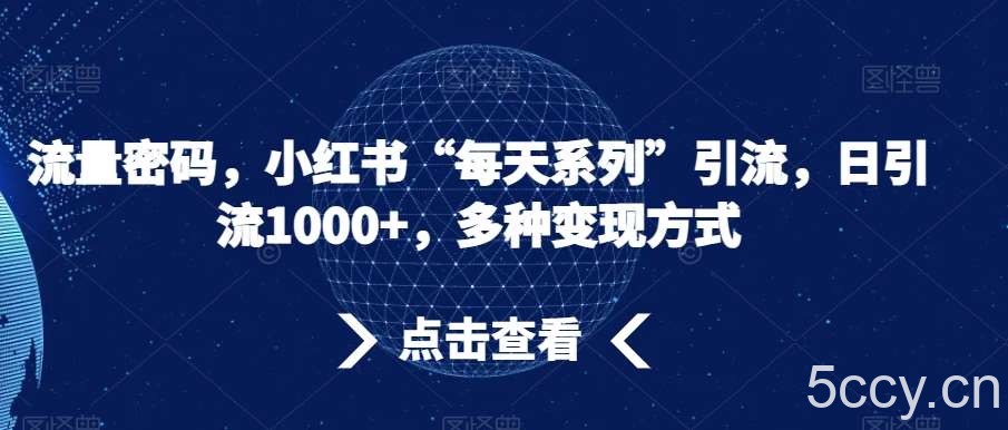 流量密码,小红书“每天系列”引流,日引流1000 ,多种变现方式【揭秘】