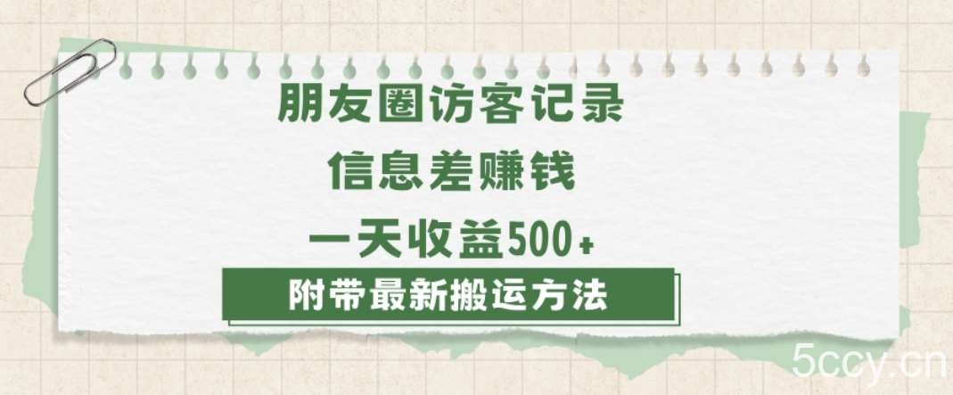 日赚1000的信息差项目之朋友圈访客记录，0-1搭建流程，小白可做【揭秘】-我创创业-副业网-网络创业-资源分享-网课资源-学习教程-学知识-自媒体-抖音-视频号-小红书-网络项目,赚钱软件,副业,兼职,学生赚,挂机赚-我创创业-副业网-5ccy.cn