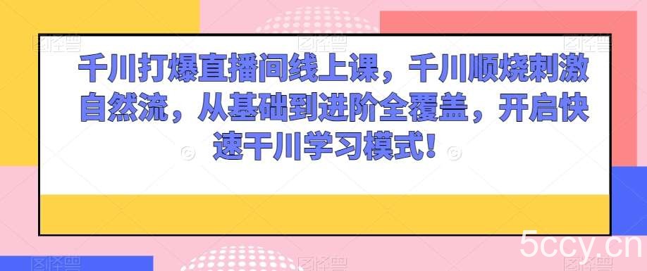 千川打爆直播间线上课，千川顺烧刺激自然流，从基础到进阶全覆盖，开启快速干川学习模式！-我创创业-副业网-网络创业-资源分享-网课资源-学习教程-学知识-自媒体-抖音-视频号-小红书-网络项目,赚钱软件,副业,兼职,学生赚,挂机赚-我创创业-副业网-5ccy.cn
