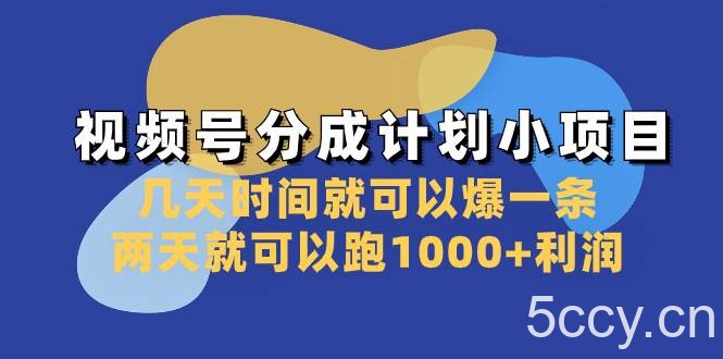 （8232期）视频号分成计划小项目：几天时间就可以爆一条，两天就可以跑1000 利润-我创创业-副业网-网络创业-资源分享-网课资源-学习教程-学知识-自媒体-抖音-视频号-小红书-网络项目,赚钱软件,副业,兼职,学生赚,挂机赚-我创创业-副业网-5ccy.cn