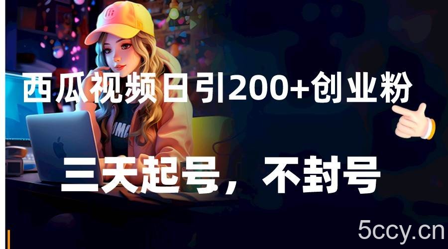 西瓜视频日引200 创业粉,三天起号,不封号