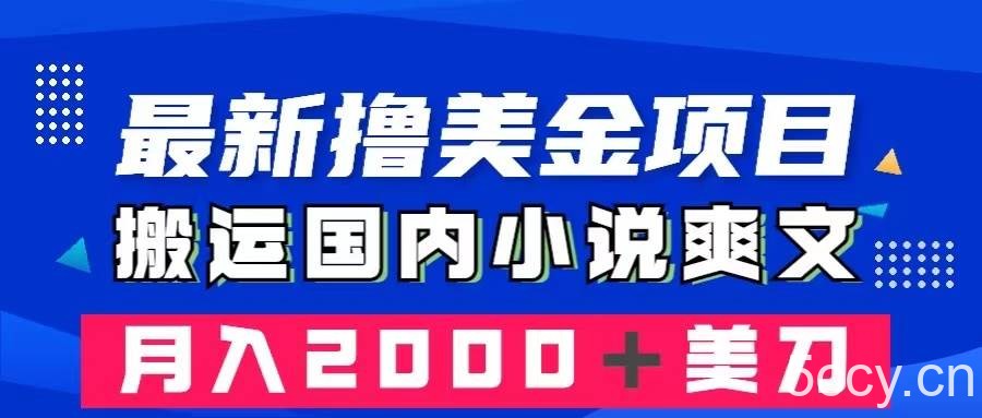 （8215期）最新撸美金项目：搬运国内小说爽文，只需复制粘贴，月入2000＋美金-我创创业-副业网-网络创业-资源分享-网课资源-学习教程-学知识-自媒体-抖音-视频号-小红书-网络项目,赚钱软件,副业,兼职,学生赚,挂机赚-我创创业-副业网-5ccy.cn