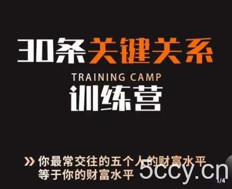 30条关键关系训练营，你关系最近的5个人决定你的财富水平-我创创业-副业网-网络创业-资源分享-网课资源-学习教程-学知识-自媒体-抖音-视频号-小红书-网络项目,赚钱软件,副业,兼职,学生赚,挂机赚-我创创业-副业网-5ccy.cn