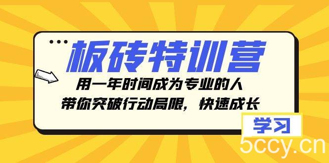 （8048期）板砖特训营，用一年时间成为专业的人，带你突破行动局限，快速成长-我创创业-副业网-网络创业-资源分享-网课资源-学习教程-学知识-自媒体-抖音-视频号-小红书-网络项目,赚钱软件,副业,兼职,学生赚,挂机赚-我创创业-副业网-5ccy.cn