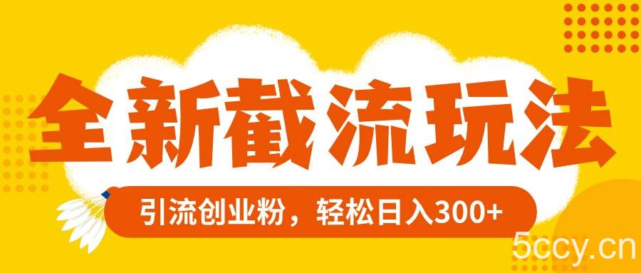 （8025期）全新截流玩法，精准引流创业粉，轻松日入300-我创创业-副业网-网络创业-资源分享-网课资源-学习教程-学知识-自媒体-抖音-视频号-小红书-网络项目,赚钱软件,副业,兼职,学生赚,挂机赚-我创创业-副业网-5ccy.cn