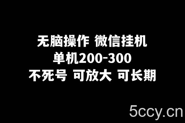 无脑操作微信挂机单机200-300一天，不死号，可放大-我创创业-副业网-网络创业-资源分享-网课资源-学习教程-学知识-自媒体-抖音-视频号-小红书-网络项目,赚钱软件,副业,兼职,学生赚,挂机赚-我创创业-副业网-5ccy.cn