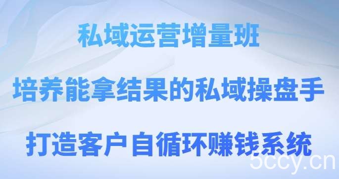 私域运营增量班，培养能拿结果的私域操盘手，打造客户自循环赚钱系统-我创创业-副业网-网络创业-资源分享-网课资源-学习教程-学知识-自媒体-抖音-视频号-小红书-网络项目,赚钱软件,副业,兼职,学生赚,挂机赚-我创创业-副业网-5ccy.cn