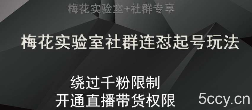 梅花实验室社群连怼起号玩法，视频号绕过千粉限制，开通直播带货权限【揭秘】-我创创业-副业网-网络创业-资源分享-网课资源-学习教程-学知识-自媒体-抖音-视频号-小红书-网络项目,赚钱软件,副业,兼职,学生赚,挂机赚-我创创业-副业网-5ccy.cn