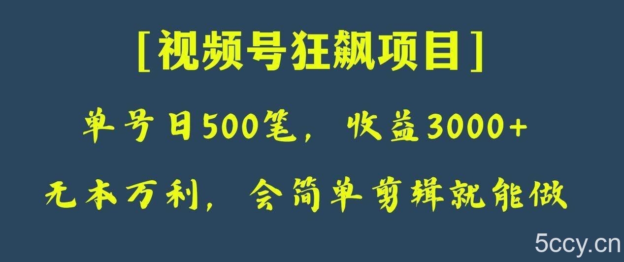 日收款500笔，纯利润3000 ，视频号狂飙项目！-我创创业-副业网-网络创业-资源分享-网课资源-学习教程-学知识-自媒体-抖音-视频号-小红书-网络项目,赚钱软件,副业,兼职,学生赚,挂机赚-我创创业-副业网-5ccy.cn
