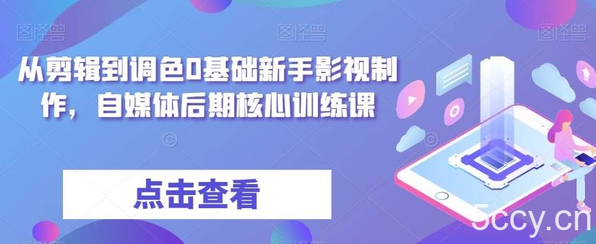 从剪辑到调色0基础新手影视制作，自媒体后期核心训练课-我创创业-副业网-网络创业-资源分享-网课资源-学习教程-学知识-自媒体-抖音-视频号-小红书-网络项目,赚钱软件,副业,兼职,学生赚,挂机赚-我创创业-副业网-5ccy.cn