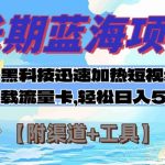 长期蓝海项目，黑科技快速提高视频热度挂载流量卡 日入500 【附渠道 工具】-我创创业-副业网-网络创业-资源分享-网课资源-学习教程-学知识-自媒体-抖音-视频号-小红书-网络项目,赚钱软件,副业,兼职,学生赚,挂机赚-我创创业-副业网-5ccy.cn