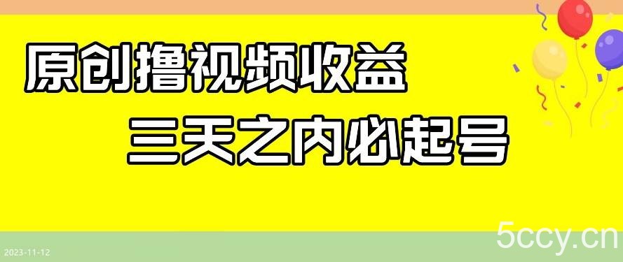 最新撸视频收益，三天之内必起号，一天保底100 【揭秘】-我创创业-副业网-网络创业-资源分享-网课资源-学习教程-学知识-自媒体-抖音-视频号-小红书-网络项目,赚钱软件,副业,兼职,学生赚,挂机赚-我创创业-副业网-5ccy.cn