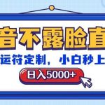抖音不露脸直播，转运符定制，日入5000+，小白秒上手-我创创业-副业网-网络创业-资源分享-网课资源-学习教程-学知识-自媒体-抖音-视频号-小红书-网络项目,赚钱软件,副业,兼职,学生赚,挂机赚-我创创业-副业网-5ccy.cn