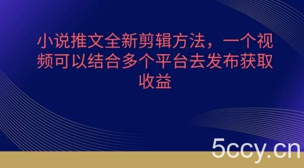 小说推文全新剪辑方法，一个视频可以结合多个平台去发布获取【揭秘】-我创创业-副业网-网络创业-资源分享-网课资源-学习教程-学知识-自媒体-抖音-视频号-小红书-网络项目,赚钱软件,副业,兼职,学生赚,挂机赚-我创创业-副业网-5ccy.cn