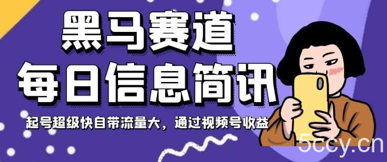 黑马赛道每日信息简讯,起号超级快自带流量大,通过视频号收益【揭秘】