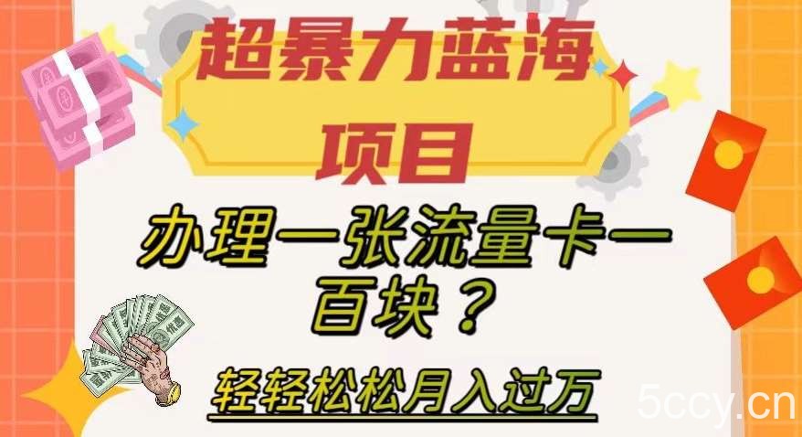 超暴力蓝海项目，办理一张流量卡一百块？轻轻松松月入过万，保姆级教程【揭秘】-我创创业-副业网-网络创业-资源分享-网课资源-学习教程-学知识-自媒体-抖音-视频号-小红书-网络项目,赚钱软件,副业,兼职,学生赚,挂机赚-我创创业-副业网-5ccy.cn