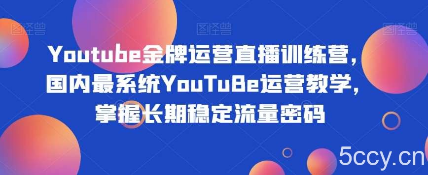 Youtube金牌运营直播训练营，国内最系统YouTuBe运营教学，掌握长期稳定流量密码-我创创业-副业网-网络创业-资源分享-网课资源-学习教程-学知识-自媒体-抖音-视频号-小红书-网络项目,赚钱软件,副业,兼职,学生赚,挂机赚-我创创业-副业网-5ccy.cn