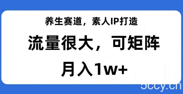 养生赛道，素人IP打造，流量很大，可矩阵，月入1w 【揭秘】-我创创业-副业网-网络创业-资源分享-网课资源-学习教程-学知识-自媒体-抖音-视频号-小红书-网络项目,赚钱软件,副业,兼职,学生赚,挂机赚-我创创业-副业网-5ccy.cn