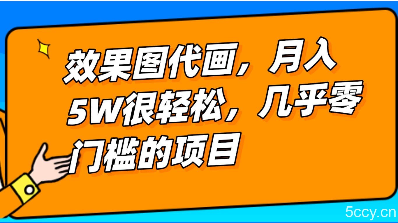 几乎0门槛的效果图代画项目，一键生成无脑操作，轻松月入5W-我创创业-副业网-网络创业-资源分享-网课资源-学习教程-学知识-自媒体-抖音-视频号-小红书-网络项目,赚钱软件,副业,兼职,学生赚,挂机赚-我创创业-副业网-5ccy.cn