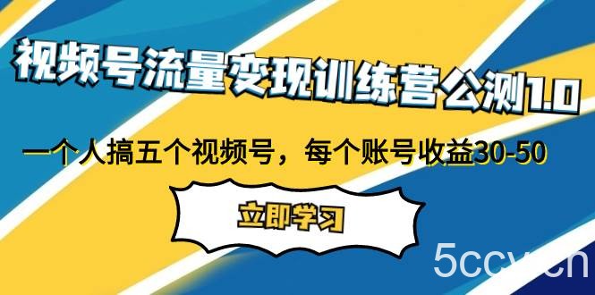 （7719期）视频号流量变现训练营公测1.0：一个人搞五个视频号，每个账号收益30-50-我创创业-副业网-网络创业-资源分享-网课资源-学习教程-学知识-自媒体-抖音-视频号-小红书-网络项目,赚钱软件,副业,兼职,学生赚,挂机赚-我创创业-副业网-5ccy.cn