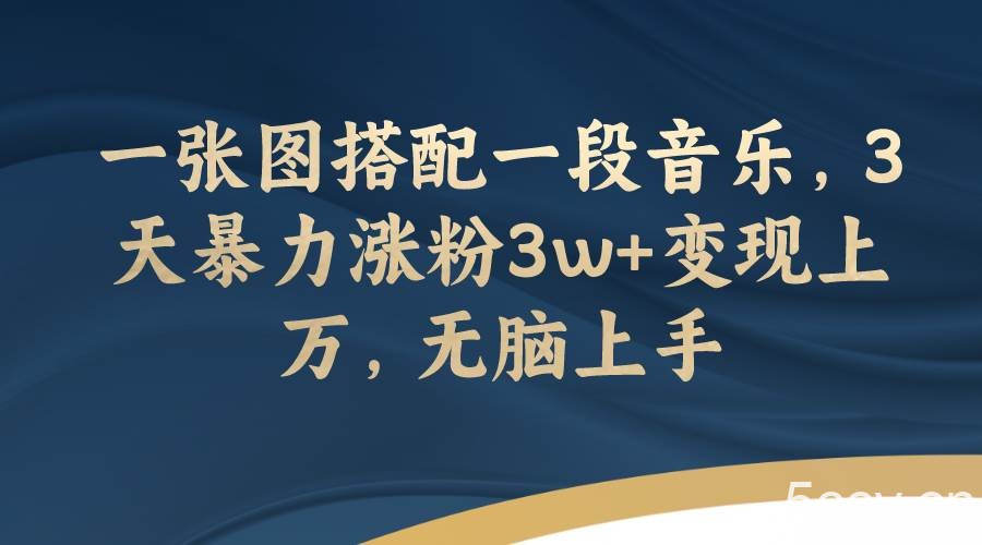 （7674期）一张图搭配一段音乐，3天暴力涨粉3w 变现上万，无脑上手-我创创业-副业网-网络创业-资源分享-网课资源-学习教程-学知识-自媒体-抖音-视频号-小红书-网络项目,赚钱软件,副业,兼职,学生赚,挂机赚-我创创业-副业网-5ccy.cn