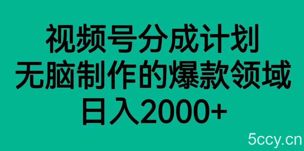 视频号分成计划,轻松无脑制作的爆款领域,日入2000