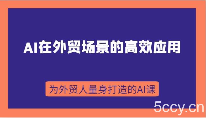 AI在外贸场景的高效应用，从入门到进阶，从B端应用到C端应用，为外贸人量身打造的AI课-我创创业-副业网-网络创业-资源分享-网课资源-学习教程-学知识-自媒体-抖音-视频号-小红书-网络项目,赚钱软件,副业,兼职,学生赚,挂机赚-我创创业-副业网-5ccy.cn