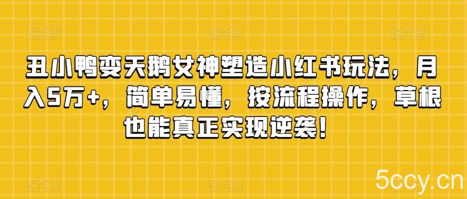 丑小鸭变天鹅女神塑造小红书玩法，月入5万 ，简单易懂，按流程操作，草根也能真正实现逆袭！-我创创业-副业网-网络创业-资源分享-网课资源-学习教程-学知识-自媒体-抖音-视频号-小红书-网络项目,赚钱软件,副业,兼职,学生赚,挂机赚-我创创业-副业网-5ccy.cn