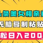 微头条冷门美女相亲赛道，无脑复制粘贴，轻松日入200＋【揭秘】-我创创业-副业网-网络创业-资源分享-网课资源-学习教程-学知识-自媒体-抖音-视频号-小红书-网络项目,赚钱软件,副业,兼职,学生赚,挂机赚-我创创业-副业网-5ccy.cn