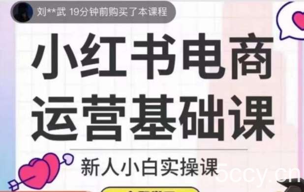小红书电商运营基础课，新人小白实操课-我创创业-副业网-网络创业-资源分享-网课资源-学习教程-学知识-自媒体-抖音-视频号-小红书-网络项目,赚钱软件,副业,兼职,学生赚,挂机赚-我创创业-副业网-5ccy.cn