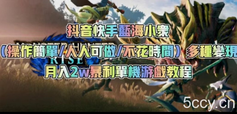 抖音快手蓝海小众（操作简单人人可做不花时间）多种变现月入2w＋暴利单机游戏教程-我创创业-副业网-网络创业-资源分享-网课资源-学习教程-学知识-自媒体-抖音-视频号-小红书-网络项目,赚钱软件,副业,兼职,学生赚,挂机赚-我创创业-副业网-5ccy.cn