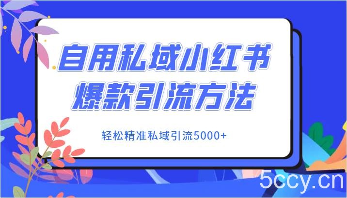 自用私域小红书爆款引流方法，轻松精准私域引流5000-我创创业-副业网-网络创业-资源分享-网课资源-学习教程-学知识-自媒体-抖音-视频号-小红书-网络项目,赚钱软件,副业,兼职,学生赚,挂机赚-我创创业-副业网-5ccy.cn