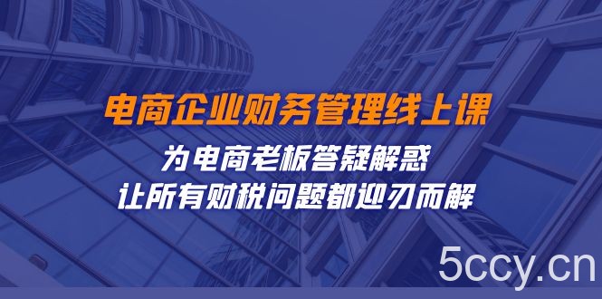 电商企业-财务管理线上课:为电商老板答疑解惑-让所有财税问题都迎刃而解