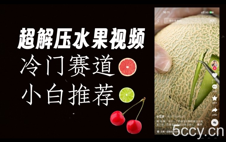 超冷门抖音赛道，水果解压视频0风险，非常容易爆火【揭秘】-我创创业-副业网-网络创业-资源分享-网课资源-学习教程-学知识-自媒体-抖音-视频号-小红书-网络项目,赚钱软件,副业,兼职,学生赚,挂机赚-我创创业-副业网-5ccy.cn