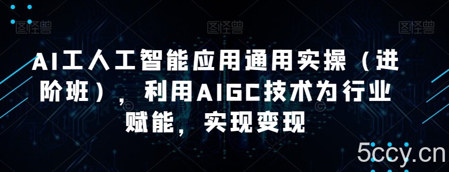 AI工人工智能应用通用实操（进阶班），利用AIGC技术为行业赋能，实现变现-我创创业-副业网-网络创业-资源分享-网课资源-学习教程-学知识-自媒体-抖音-视频号-小红书-网络项目,赚钱软件,副业,兼职,学生赚,挂机赚-我创创业-副业网-5ccy.cn