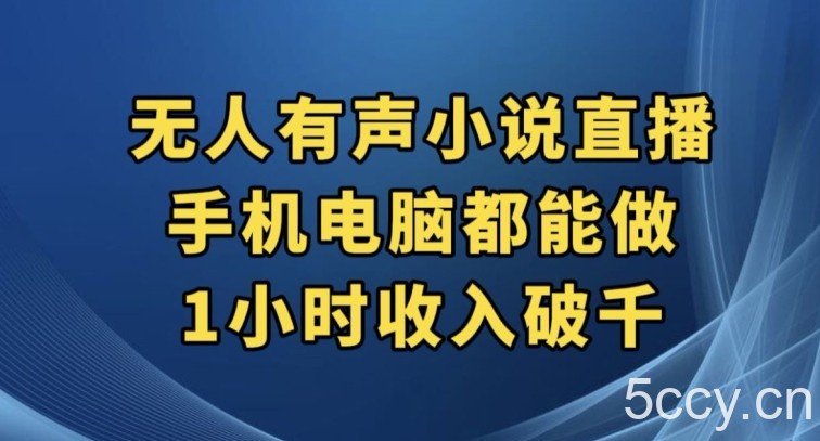 抖音无人有声小说直播，手机电脑都能做，1小时收入破千【揭秘】-我创创业-副业网-网络创业-资源分享-网课资源-学习教程-学知识-自媒体-抖音-视频号-小红书-网络项目,赚钱软件,副业,兼职,学生赚,挂机赚-我创创业-副业网-5ccy.cn
