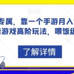 小白专属,靠一个手游月入过万,抖音游戏高阶玩法,喂饭级教学-我创创业-副业网-网络创业-资源分享-网课资源-学习教程-学知识-自媒体-抖音-视频号-小红书-网络项目,赚钱软件,副业,兼职,学生赚,挂机赚-我创创业-副业网-5ccy.cn