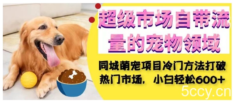 超级市场自带流量的宠物领域，同城萌宠项目冷门方法打破热门市场，小白轻松600-我创创业-副业网-网络创业-资源分享-网课资源-学习教程-学知识-自媒体-抖音-视频号-小红书-网络项目,赚钱软件,副业,兼职,学生赚,挂机赚-我创创业-副业网-5ccy.cn