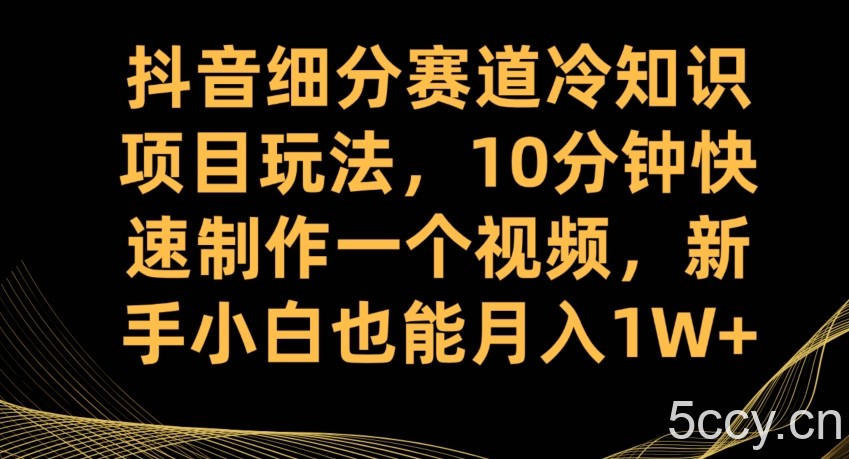 抖音细分赛道冷知识项目玩法，10分钟快速制作一个视频，新手小白也能月入1W 【揭秘】-我创创业-副业网-网络创业-资源分享-网课资源-学习教程-学知识-自媒体-抖音-视频号-小红书-网络项目,赚钱软件,副业,兼职,学生赚,挂机赚-我创创业-副业网-5ccy.cn