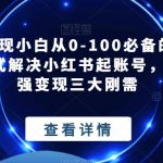 小红书变现小白从0-100必备的入门课程,一站式解决小红书起账号,做流量,强变现三大刚需-我创创业-副业网-网络创业-资源分享-网课资源-学习教程-学知识-自媒体-抖音-视频号-小红书-网络项目,赚钱软件,副业,兼职,学生赚,挂机赚-我创创业-副业网-5ccy.cn