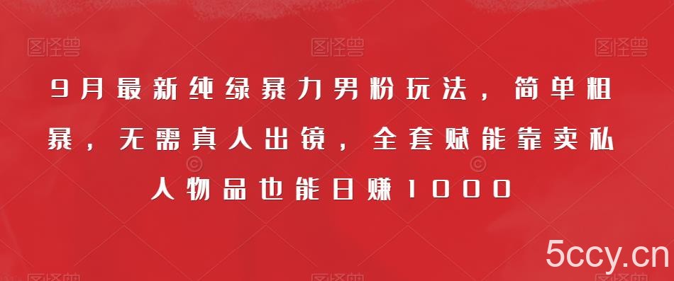 9月最新纯绿暴力男粉玩法，简单粗暴，无需真人出镜，全套赋能靠卖私人物品也能日赚1000-我创创业-副业网-网络创业-资源分享-网课资源-学习教程-学知识-自媒体-抖音-视频号-小红书-网络项目,赚钱软件,副业,兼职,学生赚,挂机赚-我创创业-副业网-5ccy.cn
