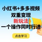 多多视频 小红书，双重变现新玩法，可同时进行【揭秘】-我创创业-副业网-网络创业-资源分享-网课资源-学习教程-学知识-自媒体-抖音-视频号-小红书-网络项目,赚钱软件,副业,兼职,学生赚,挂机赚-我创创业-副业网-5ccy.cn