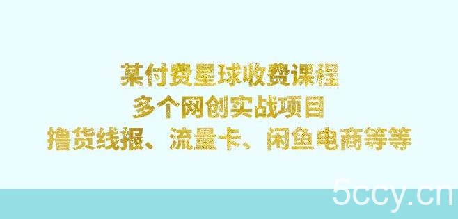 某付费星球课程：多个网创实战项目，撸货线报、流量卡、闲鱼电商等（文档非视频）-我创创业-副业网-网络创业-资源分享-网课资源-学习教程-学知识-自媒体-抖音-视频号-小红书-网络项目,赚钱软件,副业,兼职,学生赚,挂机赚-我创创业-副业网-5ccy.cn