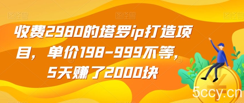 收费2980的塔罗ip打造项目，单价198-999不等，5天赚了2000块【揭秘】-我创创业-副业网-网络创业-资源分享-网课资源-学习教程-学知识-自媒体-抖音-视频号-小红书-网络项目,赚钱软件,副业,兼职,学生赚,挂机赚-我创创业-副业网-5ccy.cn