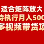 矩阵操作月入5000 ,多多视频带货项目,适合新手,也适合老手放大-我创创业-副业网-网络创业-资源分享-网课资源-学习教程-学知识-自媒体-抖音-视频号-小红书-网络项目,赚钱软件,副业,兼职,学生赚,挂机赚-我创创业-副业网-5ccy.cn
