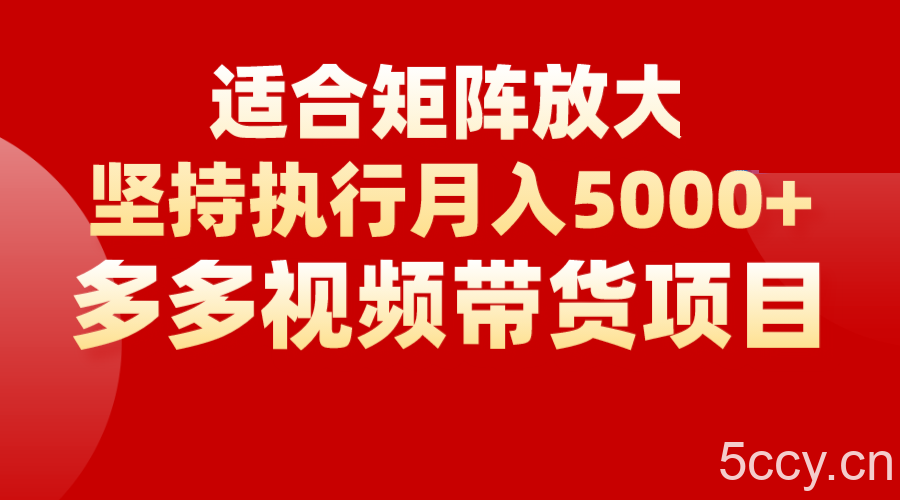 矩阵操作月入5000 ,多多视频带货项目,适合新手,也适合老手放大