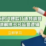 拼多多·新时代爆款打造特训营,全维度讲解拼多多运营逻辑(21节课)-我创创业-副业网-网络创业-资源分享-网课资源-学习教程-学知识-自媒体-抖音-视频号-小红书-网络项目,赚钱软件,副业,兼职,学生赚,挂机赚-我创创业-副业网-5ccy.cn