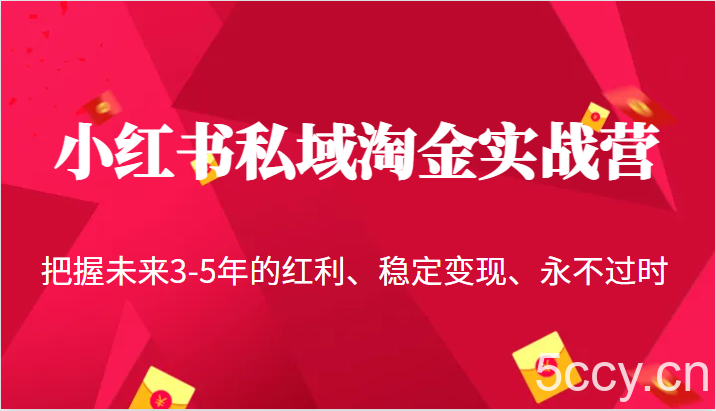 小红书私域淘金实战营，把握未来3-5年的红利、稳定变现、永不过时-我创创业-副业网-网络创业-资源分享-网课资源-学习教程-学知识-自媒体-抖音-视频号-小红书-网络项目,赚钱软件,副业,兼职,学生赚,挂机赚-我创创业-副业网-5ccy.cn