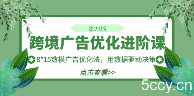 跨境广告·优化进阶课·第23期,8*15数模广告优化法,用数据驱动决策
