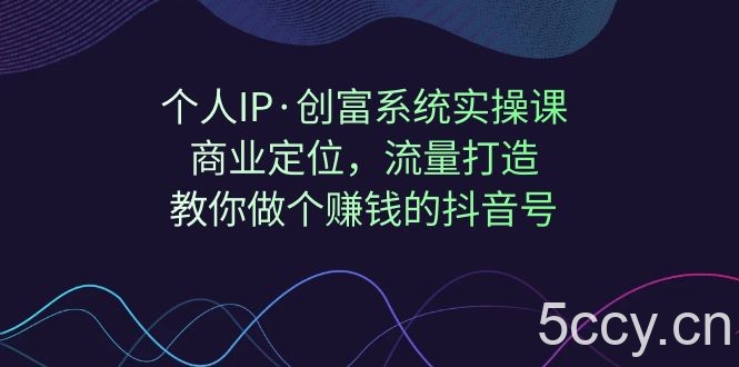 个人IP·创富系统实操课：商业定位，流量打造，教你做个赚钱的抖音号-我创创业-副业网-网络创业-资源分享-网课资源-学习教程-学知识-自媒体-抖音-视频号-小红书-网络项目,赚钱软件,副业,兼职,学生赚,挂机赚-我创创业-副业网-5ccy.cn